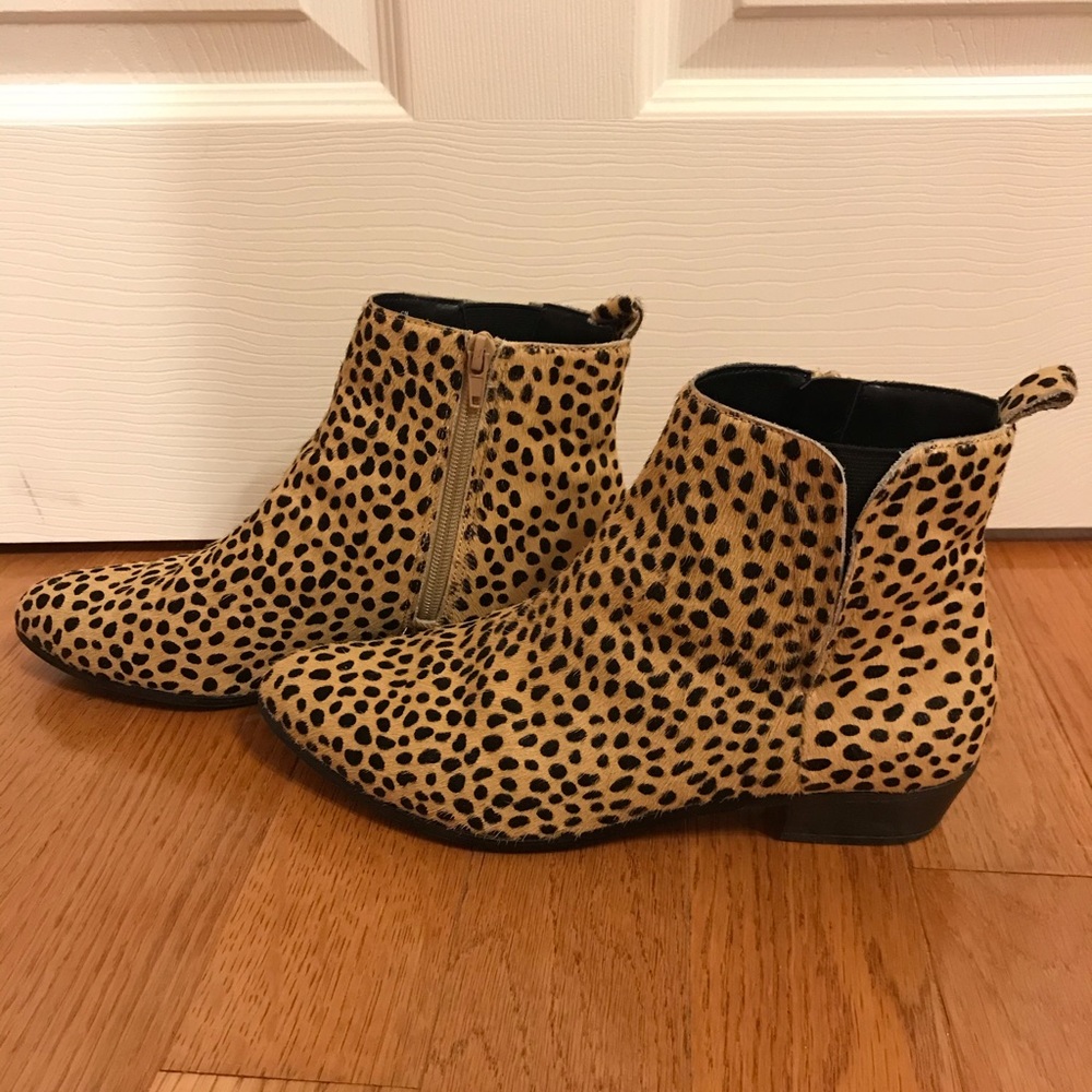 Faux Calf Hair Leopard Booties